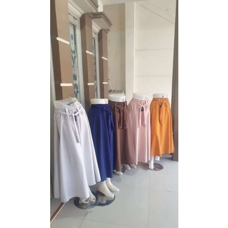 Rok panjang motif kotak dewasa model payung-Polos Random