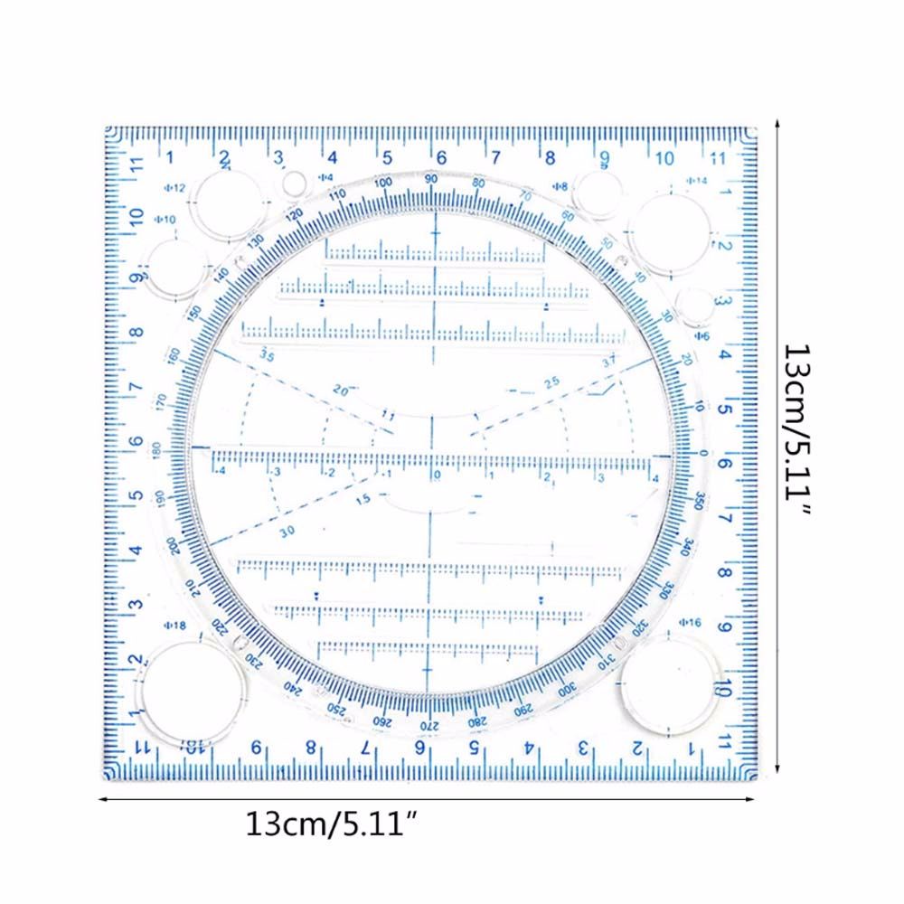 ELEGANT Children Multifunctional Drawing Ruler Construction Scale Geometric Drawing Template Springhall Angle Ellipse Art Design Ruler Design Drawing Ruler Geometric Function 3D Figure Ruler School Accessories Circle Maker Drawing Ruler/Multicolor