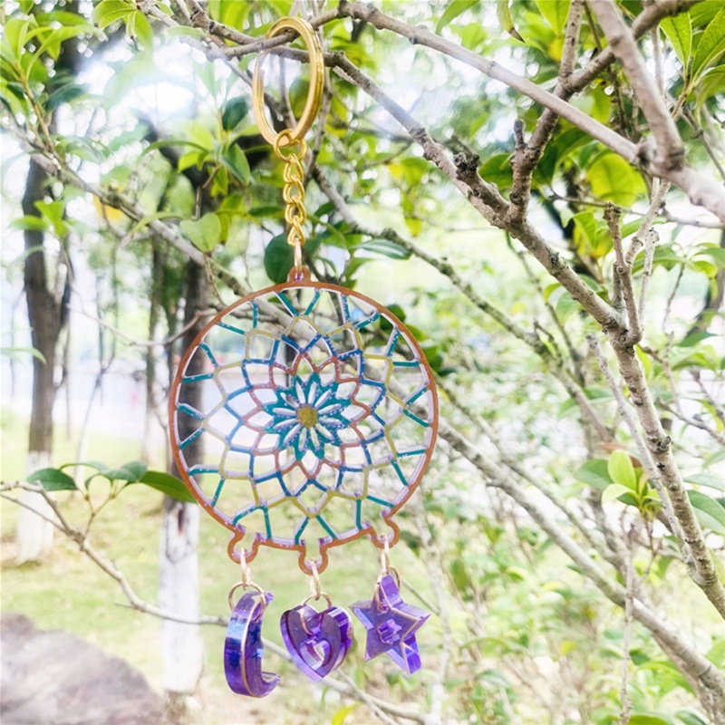 Siy Cetakan Resin Epoksi Bentuk Bulan Bintang Dream Catcher Untuk Kerajinan Gantungan Kunci Diy