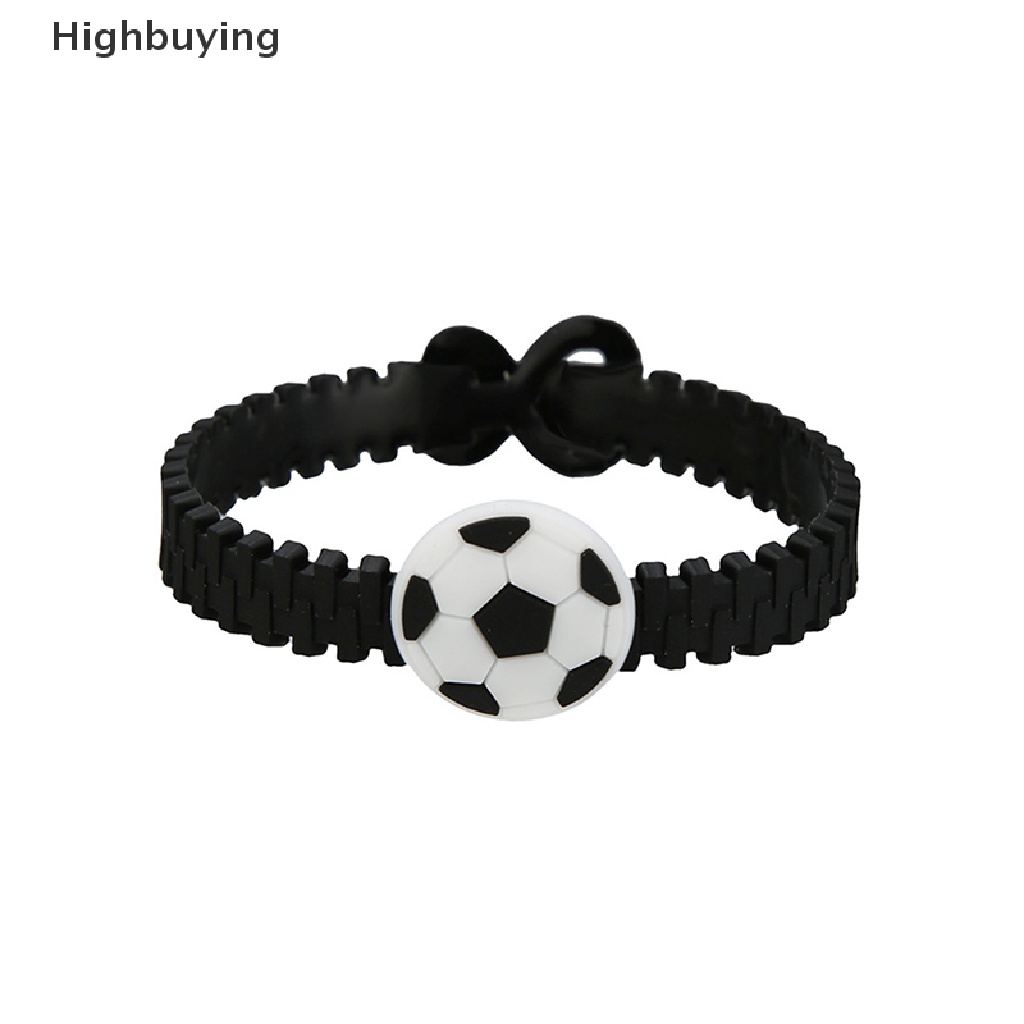 Hbid 5Pcs / Set Gelang Tangan Motif Kartun Piala Dunia / Sepak Bola Bahan PVC Untuk Anak