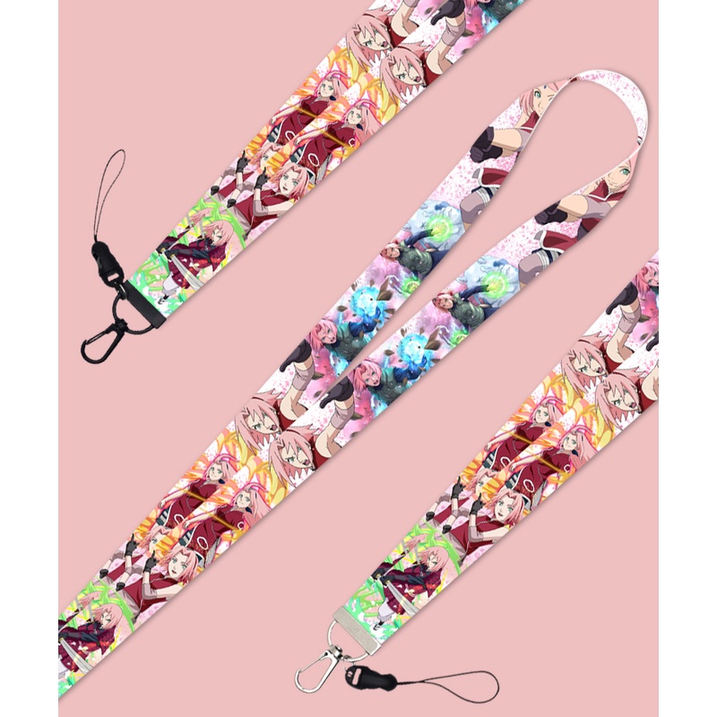 Haruno Tali Lanyard Kaset Desain Sakura Naruto Dapat Dilepas