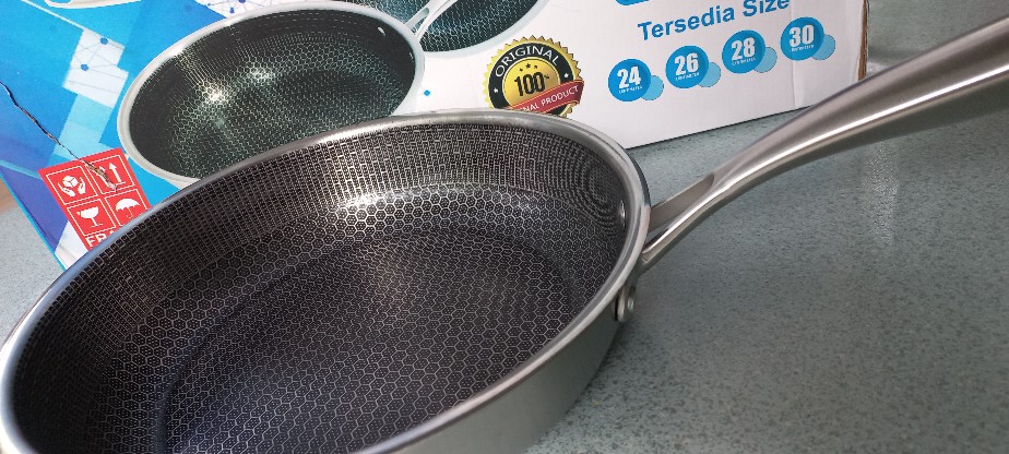 Pamosroom Hybrid Frypan Stainless 24cm Hybrid Non Stick Frying Pan Anti Lengket Induksi Pfoa Free