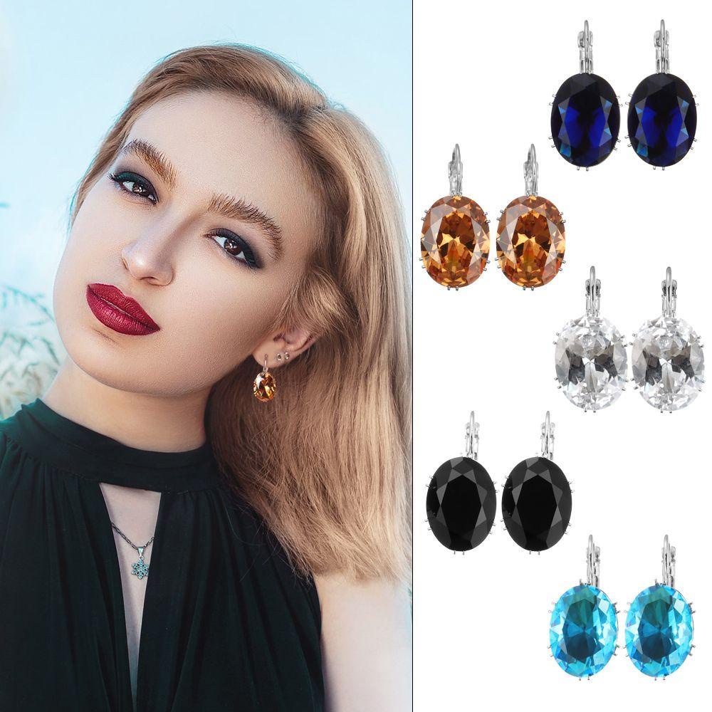 Lily Hoop Earrings Perhiasan Pesta Topaz Anting Oval Anting