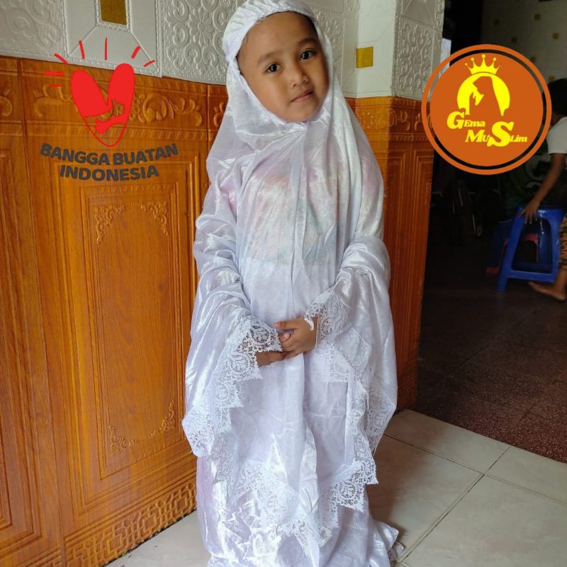 Mukena Anak Embos Khusus Putih