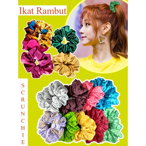 Scrunchie Ikat Rambut Kain - Ikat Rambut Scrunchie Hijab Ikat Rambut Cepol