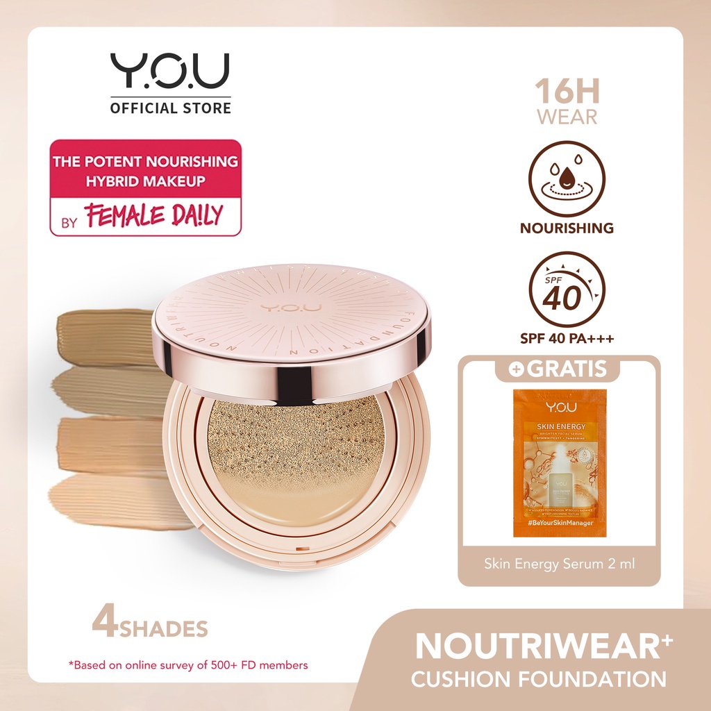 YOU Noutriwear+ Flawless Cushion Foundation [Nourishing | Poreless Full Coverage | SPF 40 &amp; PA++