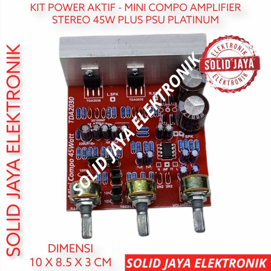 KIT POWER SPEAKER AKTIF 45W TDA2030 COMPO MINI AMPLIFIER AMPLI TDA 2030 STEREO PLUS PSU PLATINUM