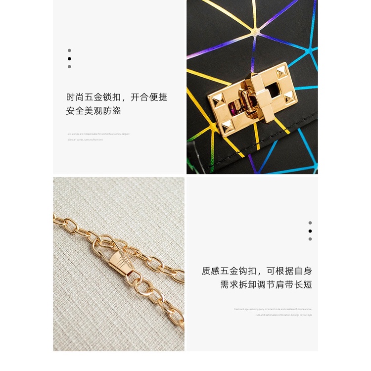 GrosirMart Tas Korea Selempang Warna Laser Segitiga Rantai DIagonal Tas Bahu Handbag Fashion Terbaru A3