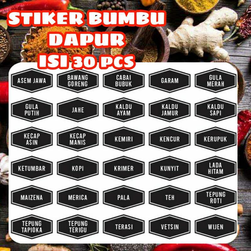 Stiker Bumbu Dapur 30 pcs / Label Bumbu / Label Penanda Bumbu