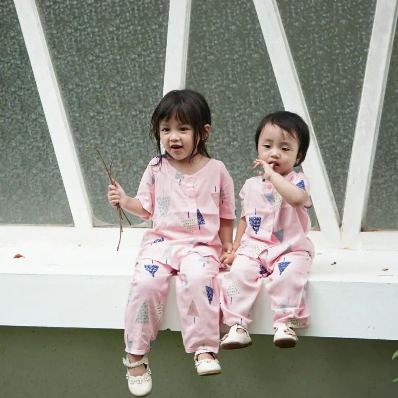 Piyama Anak Perempuan Katun motif 1-4 Tahun