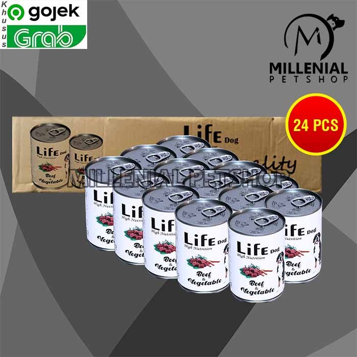 Gosend Life Dog Makanan Anjing Wet Food Kaleng Dus Isi 24 PCS 375 GR