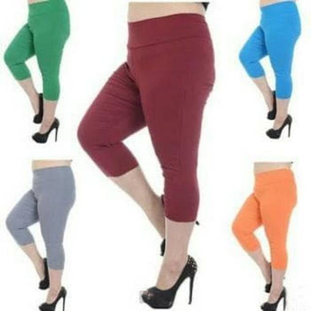 Legging Pendek Jumbo 7/8 Bahan Spandek Jersey