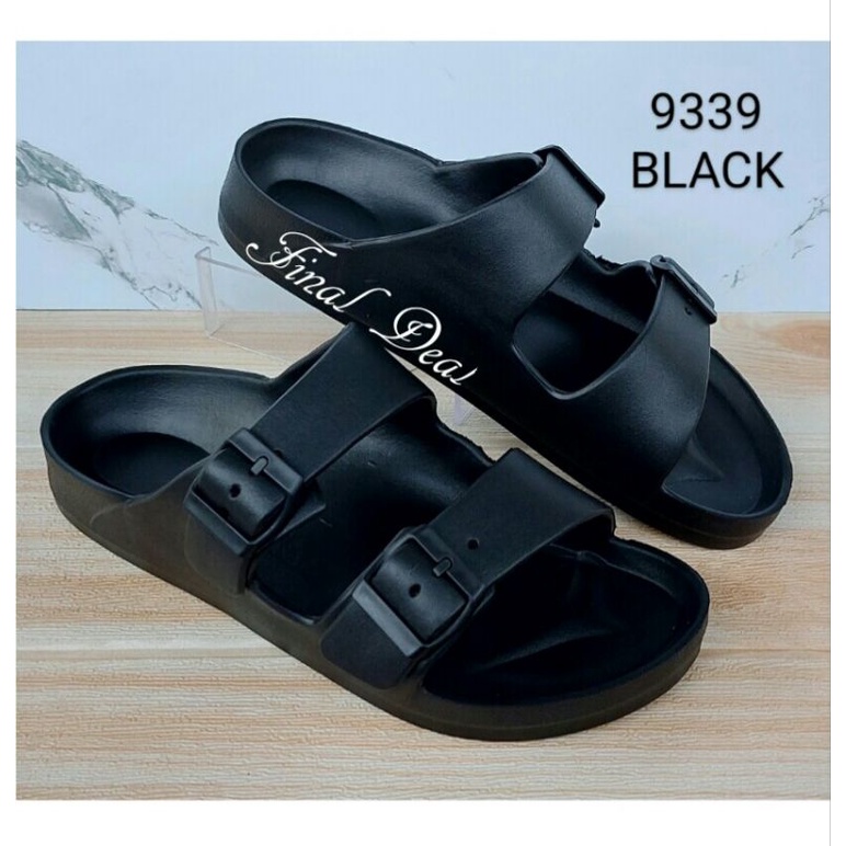 Sandal Slide Pria 2 Strap, Sendal Selop Karet Anti Slip Korean Slip On