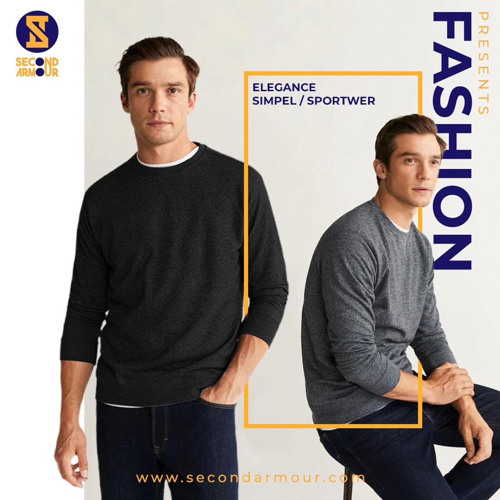 Second Armour Jeket Pria Murah Robert Casual Kasual Sweater Cardigan Hitam dan Abu 500gr - 1pcs