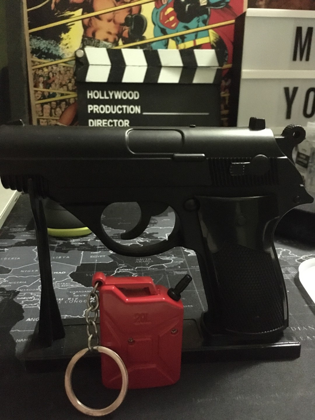 Korek Api Gas Pistol Besi Metal Black Doff Free Sarung Mancis Lighter