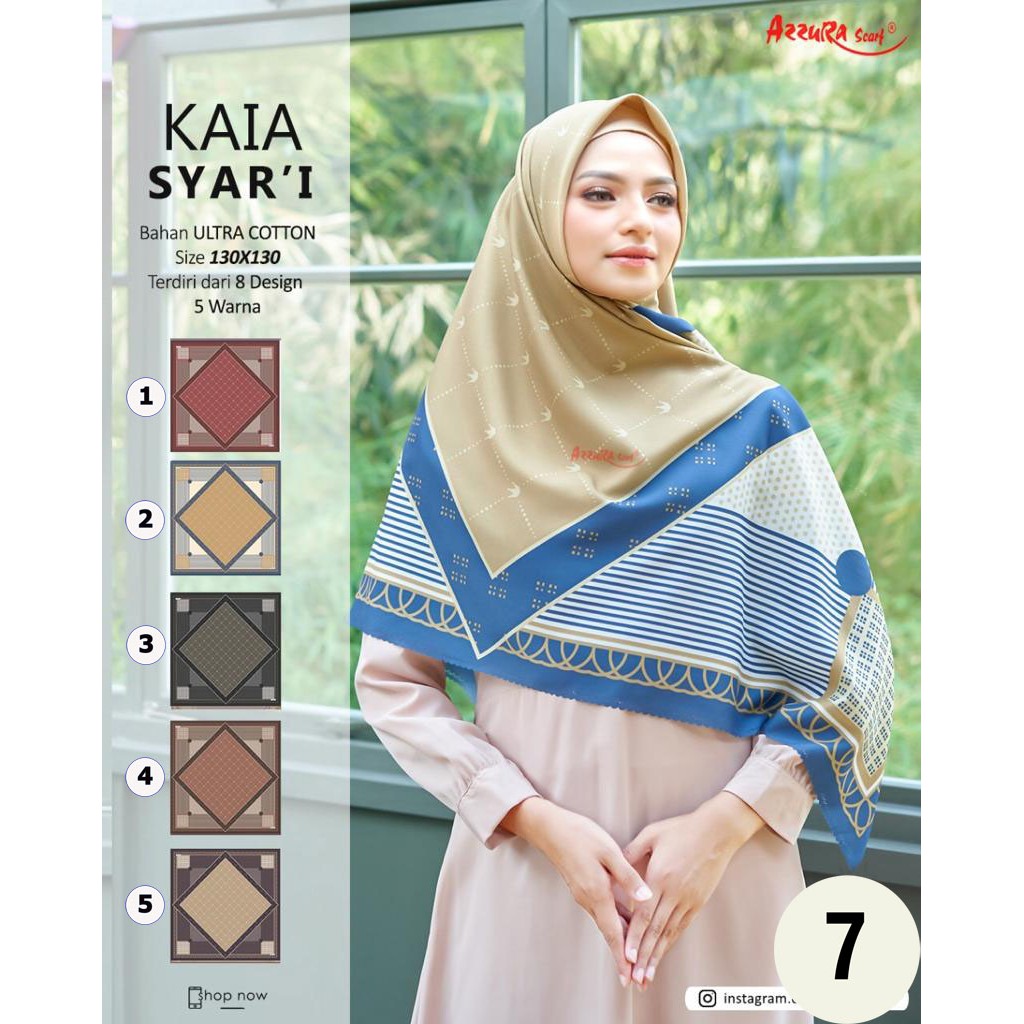 ECER Hijab Segi Empat Azzura Syari Segi 4 Jumbo Kaia Motif 7