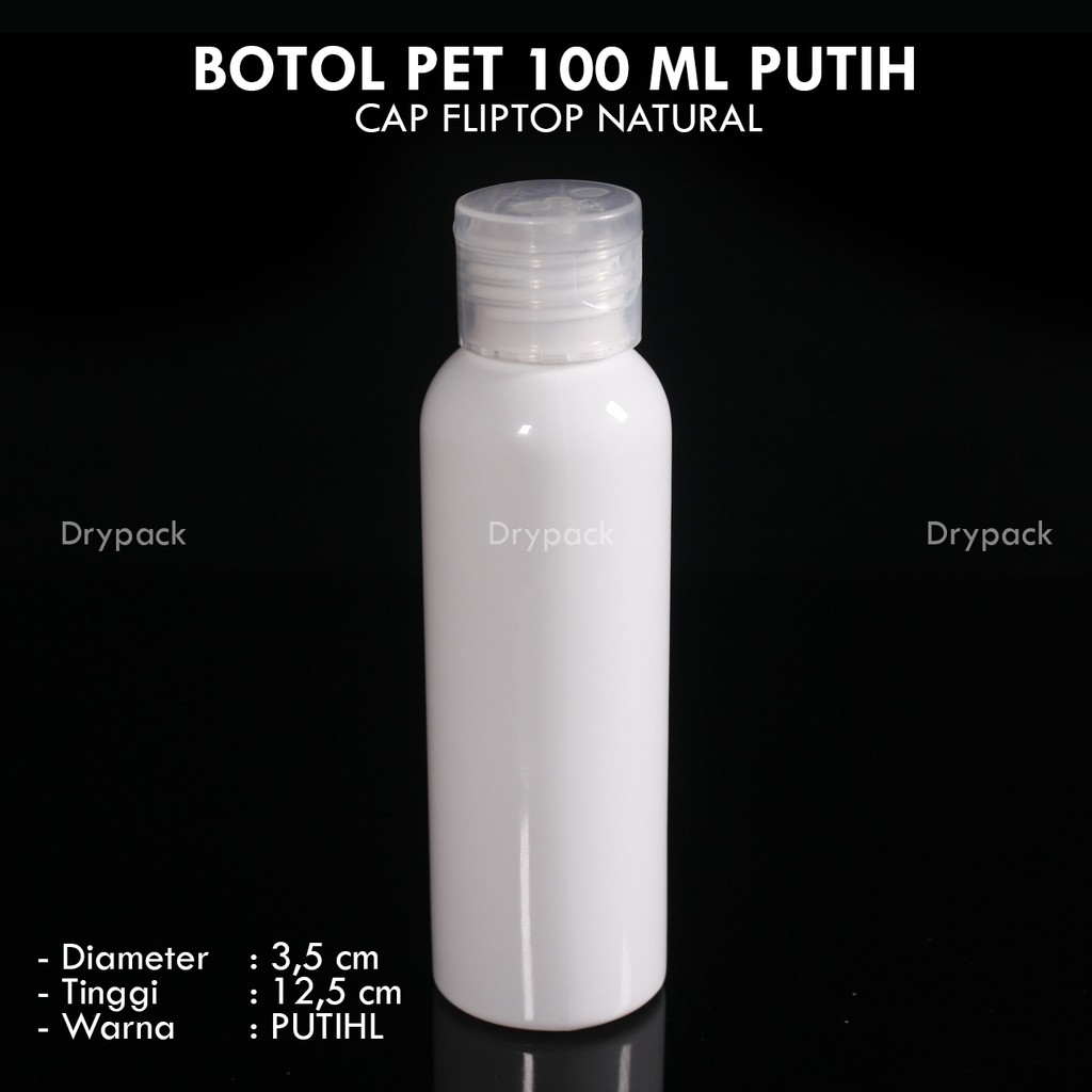 Botol PET 100 ML Putih Fliptop