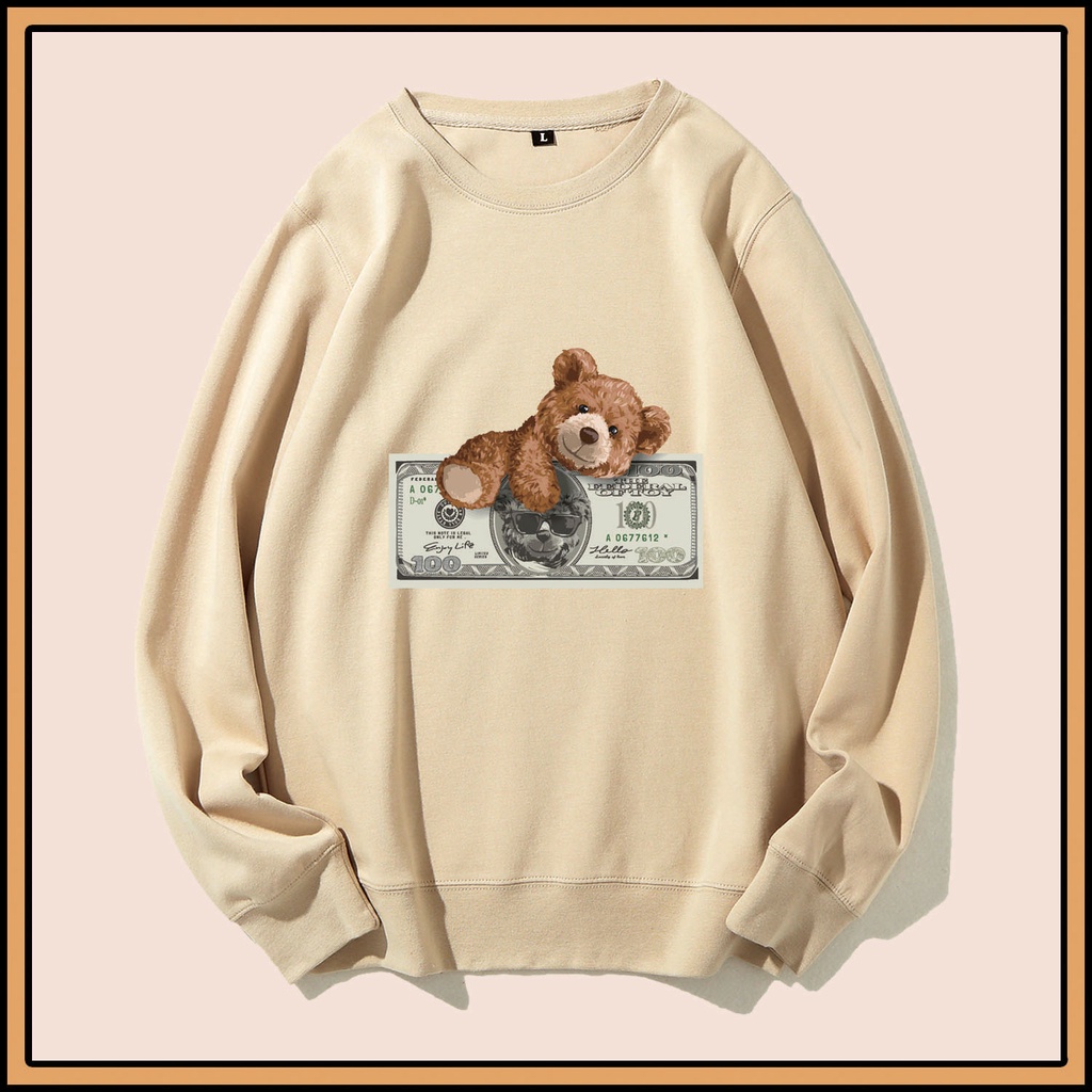 CALVIERO SHOP - BAJU SWEATER WANITA ATASAN BEAR MONEY  SWEATER DEWASA BRAND ANIME SWEATER HODDIE FASHION CITAYEM SCBD FASHION WEEK FASHION VIRAL TIKTOK