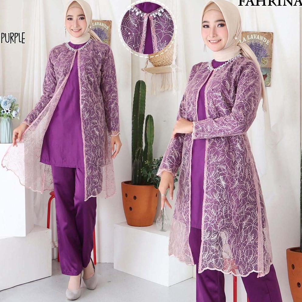 St0k La4gi,,FAHRINA SETELAN BAJU MUSLIMAH PESTA TULLE BORDIR MUTIARA + CELANA |Diskon,,,,,