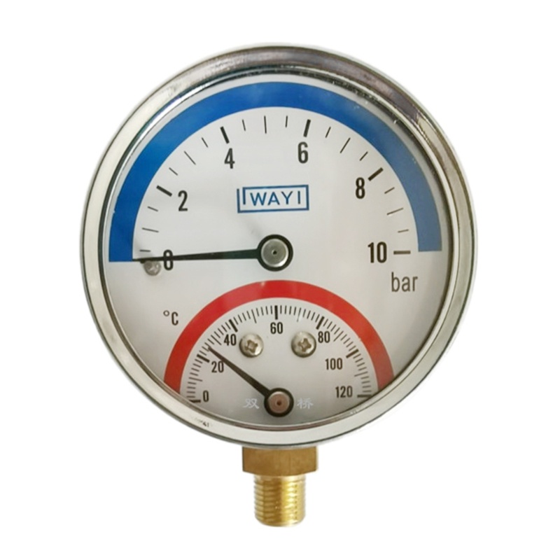 Thermo-manometer Presisi Tinggi G1 / 4 Thread Mudah Dipasang 0-120 Reliable ℃ Alat Pengukur Jarak 0-10 Bar Untuk Air