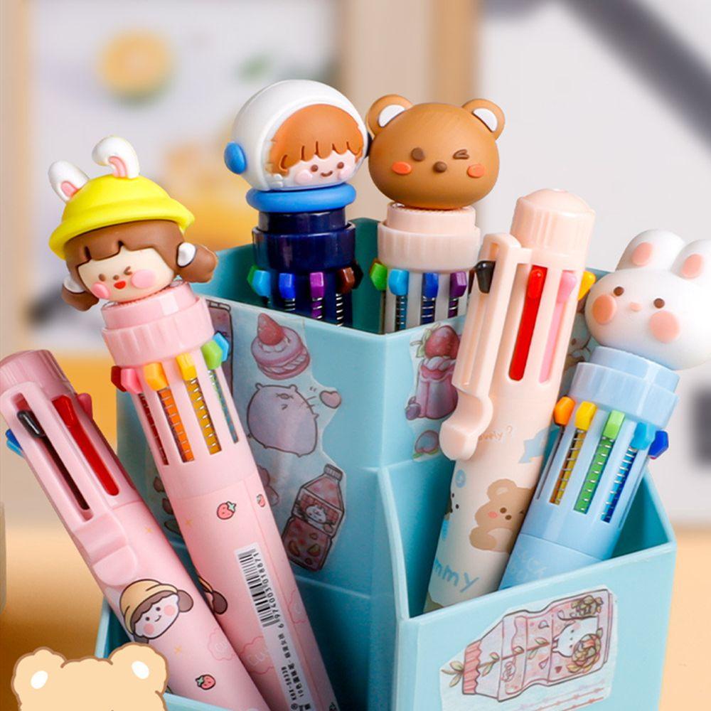 SOLIGHTER Cute Rollerball Pen Gift Oil pen Ballpoint Pen Stationery Set Colorful Refill All-in-one Press-type Learning Office Supplies Bear Multi-color pen