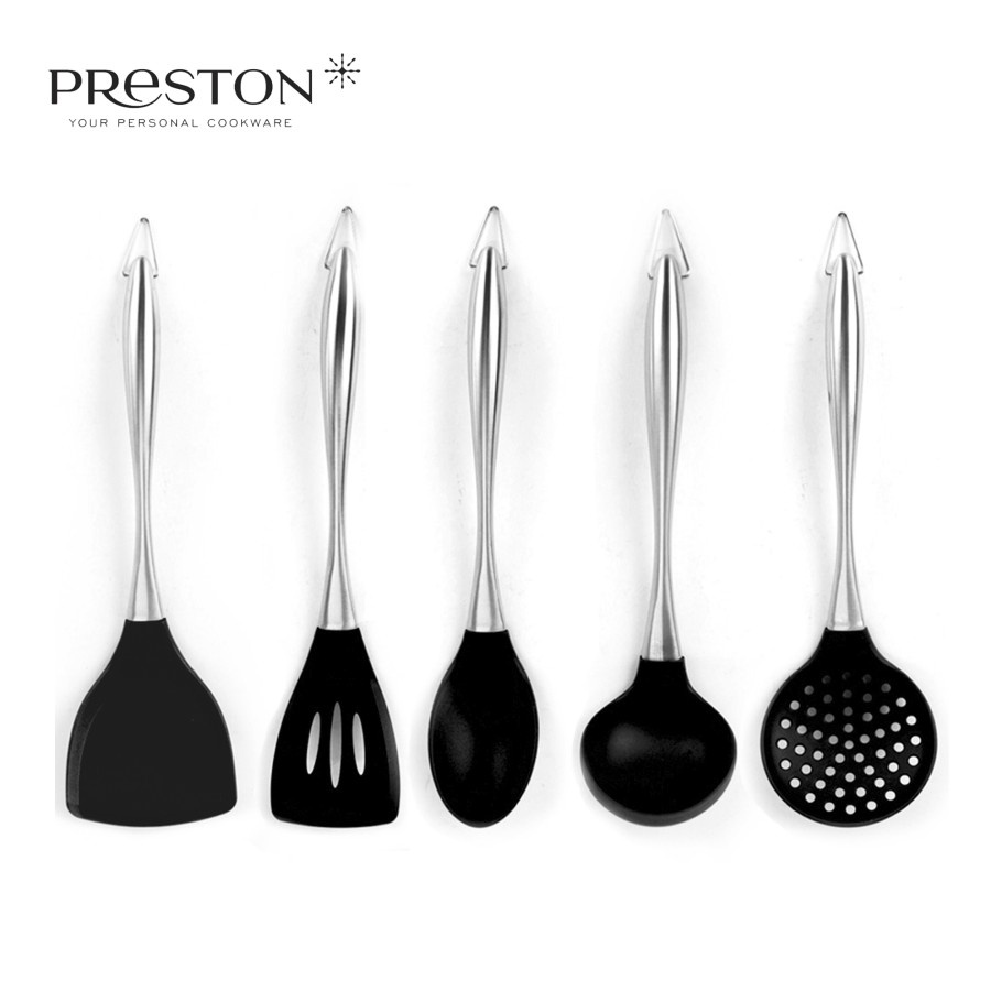 PRESTON COOKWARE SET SPATULA - Popula Set Spatula HITAM - Sutil Masak Silikon Food Grade / Spatula Silikon Set