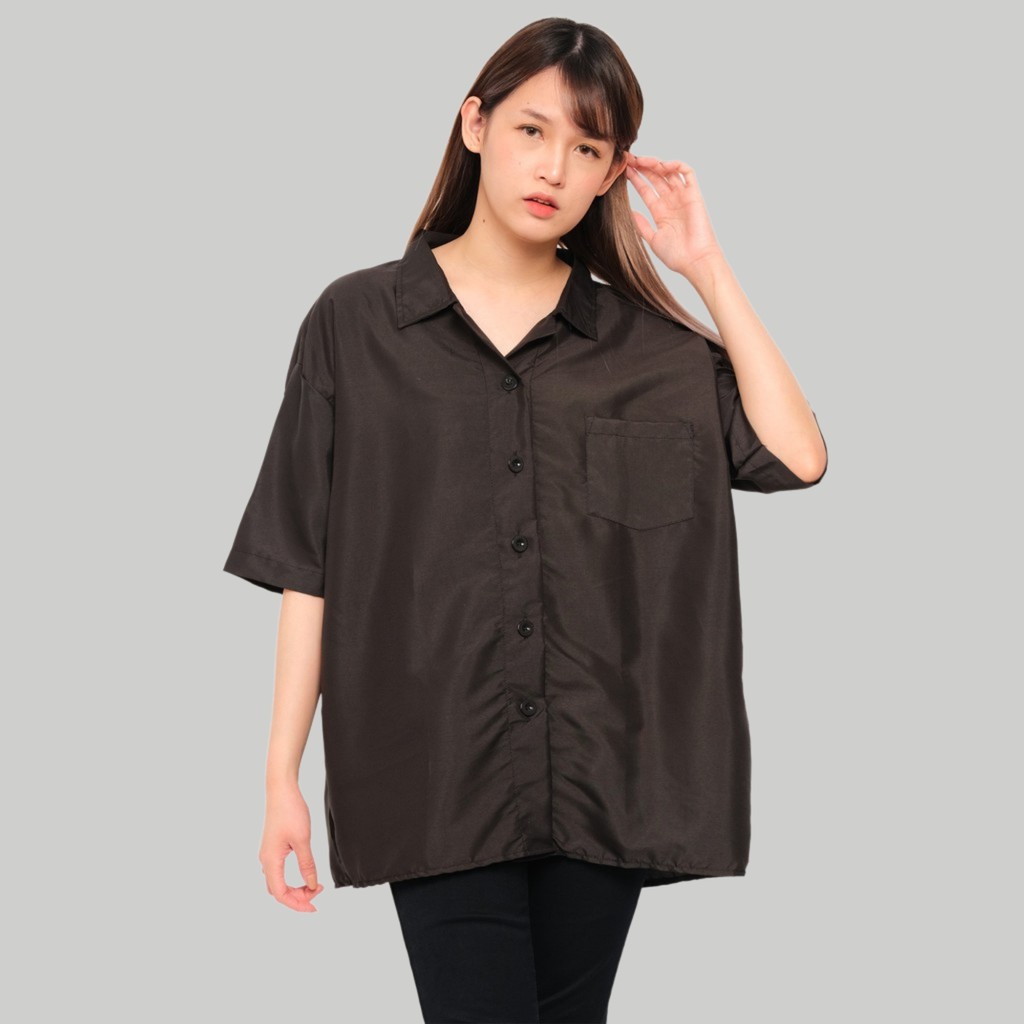 Monellina 90178 Kemeja Wanita Lengan Pendek Polos-4
