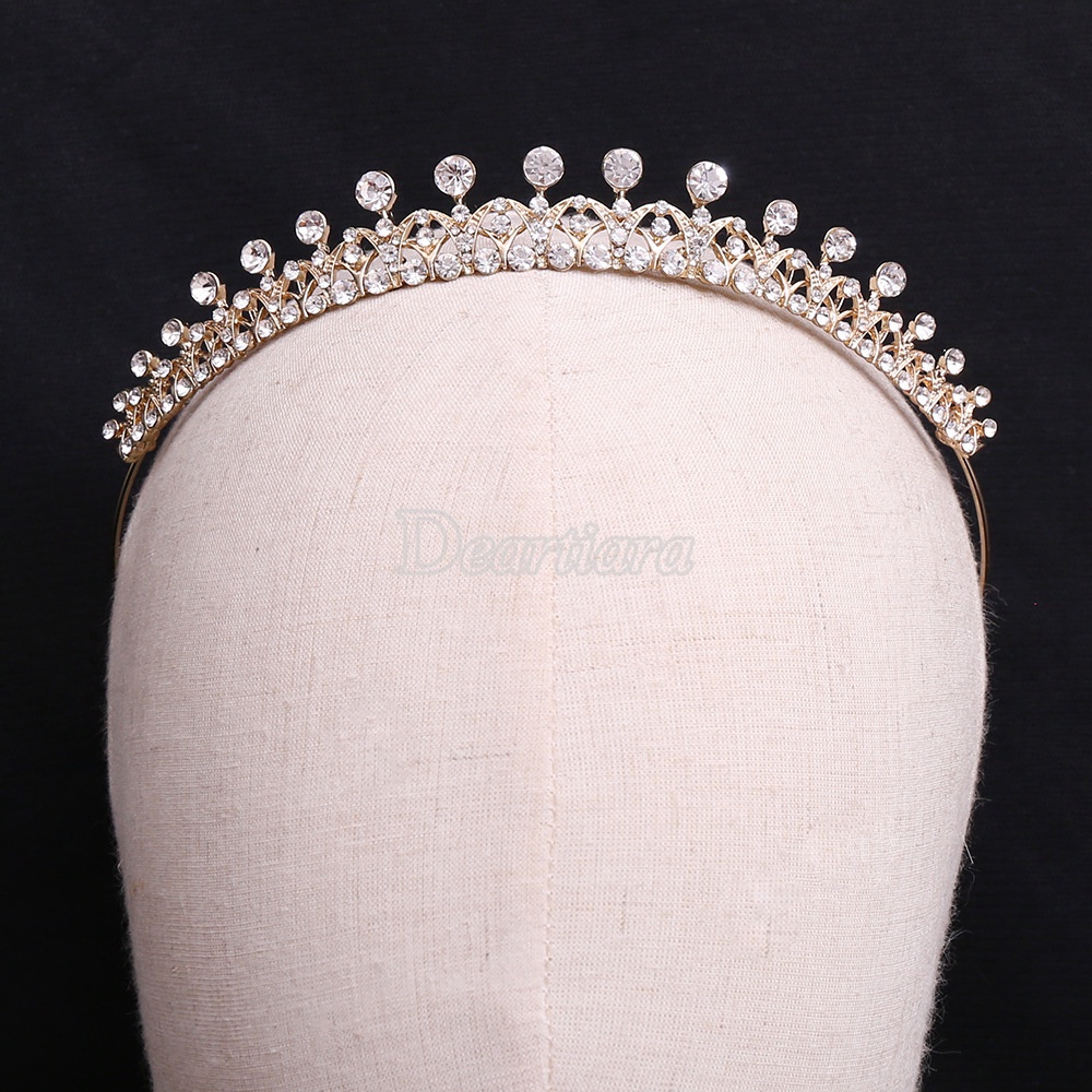 【Spot】Bridal Headdress and Hair Accessories Alloy Inlaid Rhinestone Simple Small Crown