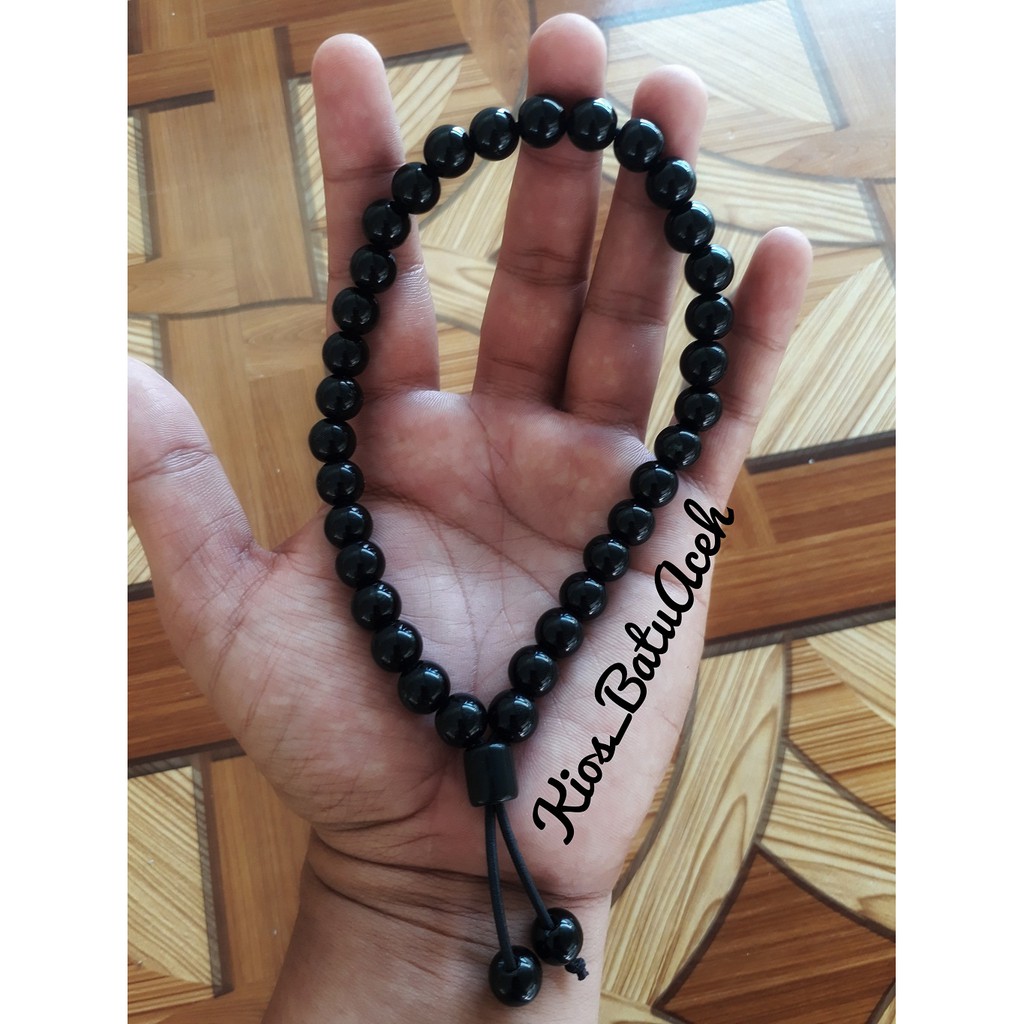 Tasbih Batu Giok Hitam Black Jade Original Asli Aceh Bulat 33 Butir