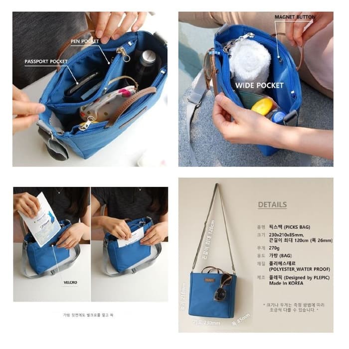 Travelmate Premium Korean multi compartment picks bag / Tas selempang / jinjing