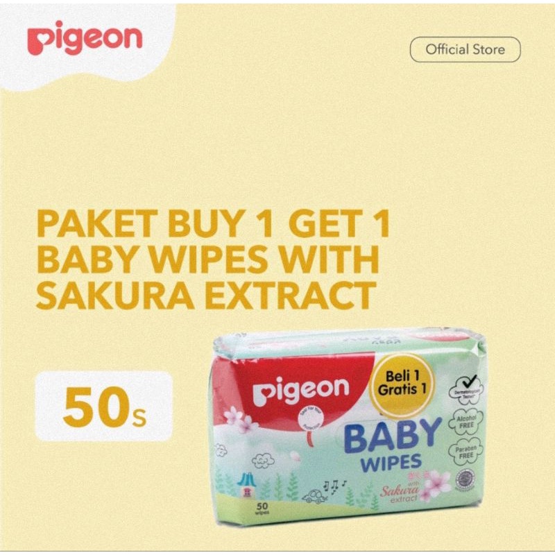 Pigeon Baby Wipes With Sakura Extract Buy 1 Get 1 Free - Tisu Basah