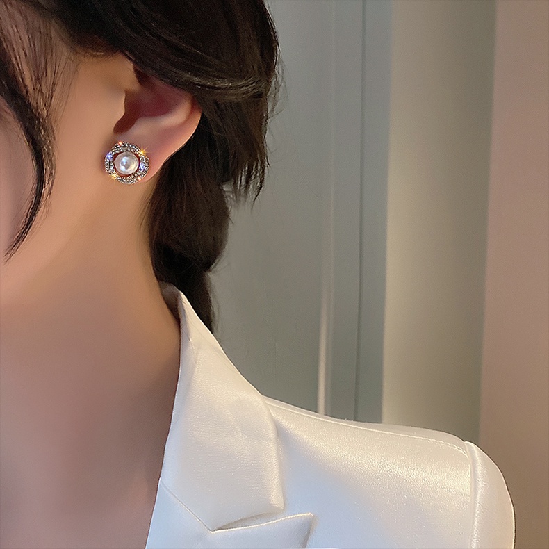 Anting Tusuk Gantung Bahan Sterling Silver 925 Desain Geometri Hias Mutiaraberlian Gaya Trendy Untuk Wanita 2021