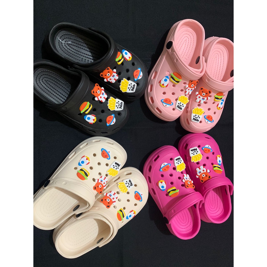 Sandal wanita remaja classic Bae Clog platform Jibbitz lucu / Sandal Fashion Wanita Mode Bae Clog