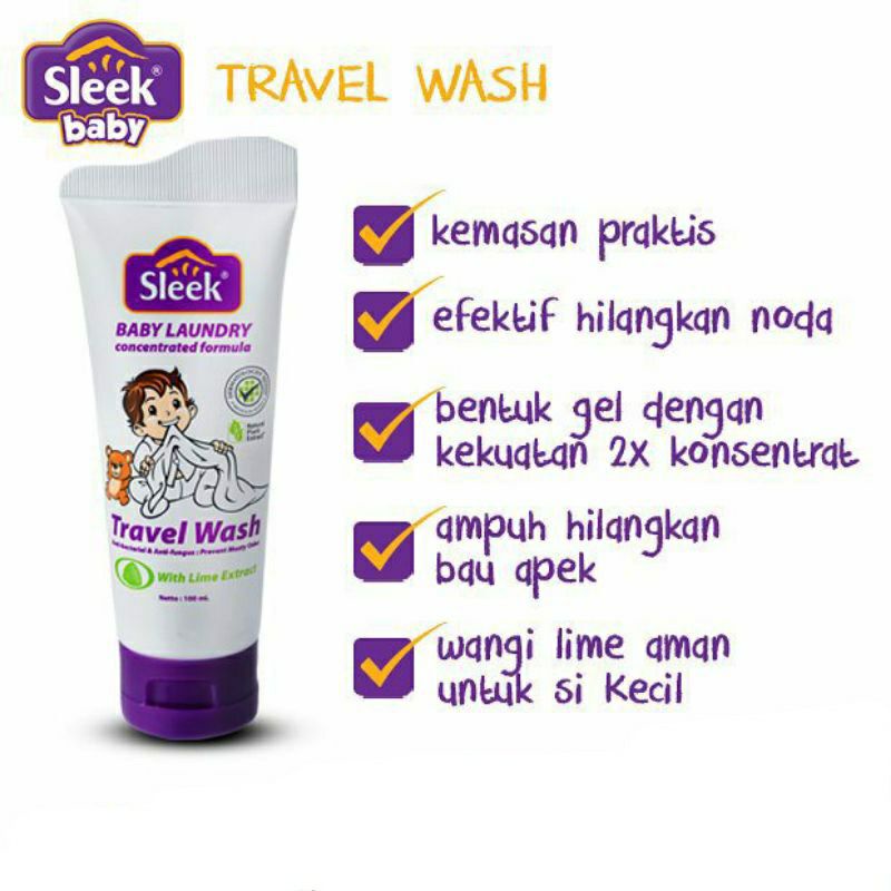 SLEEK Baby Laundry Detergent 500ml 450ml Travel Wash 100ml | Sabun Cuci Baju Bayi | Detergen Pakaian Bayi