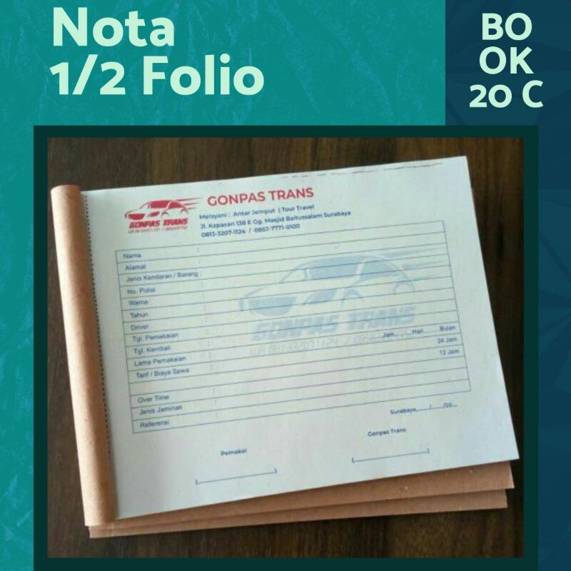 

Cetak Nota 1/2 Folio