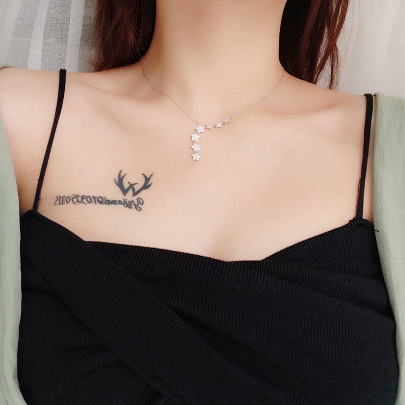 Fashion Aksesoris Kalung Perak S925 Sterling dengan Desain Bintang dan Inlay Mewah