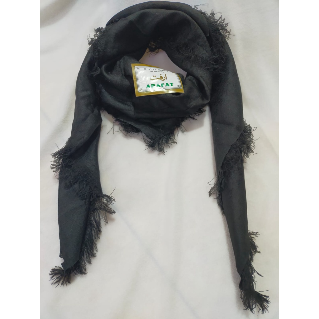 sorban arafat hitam polos as shidid fashion muslim terbaru