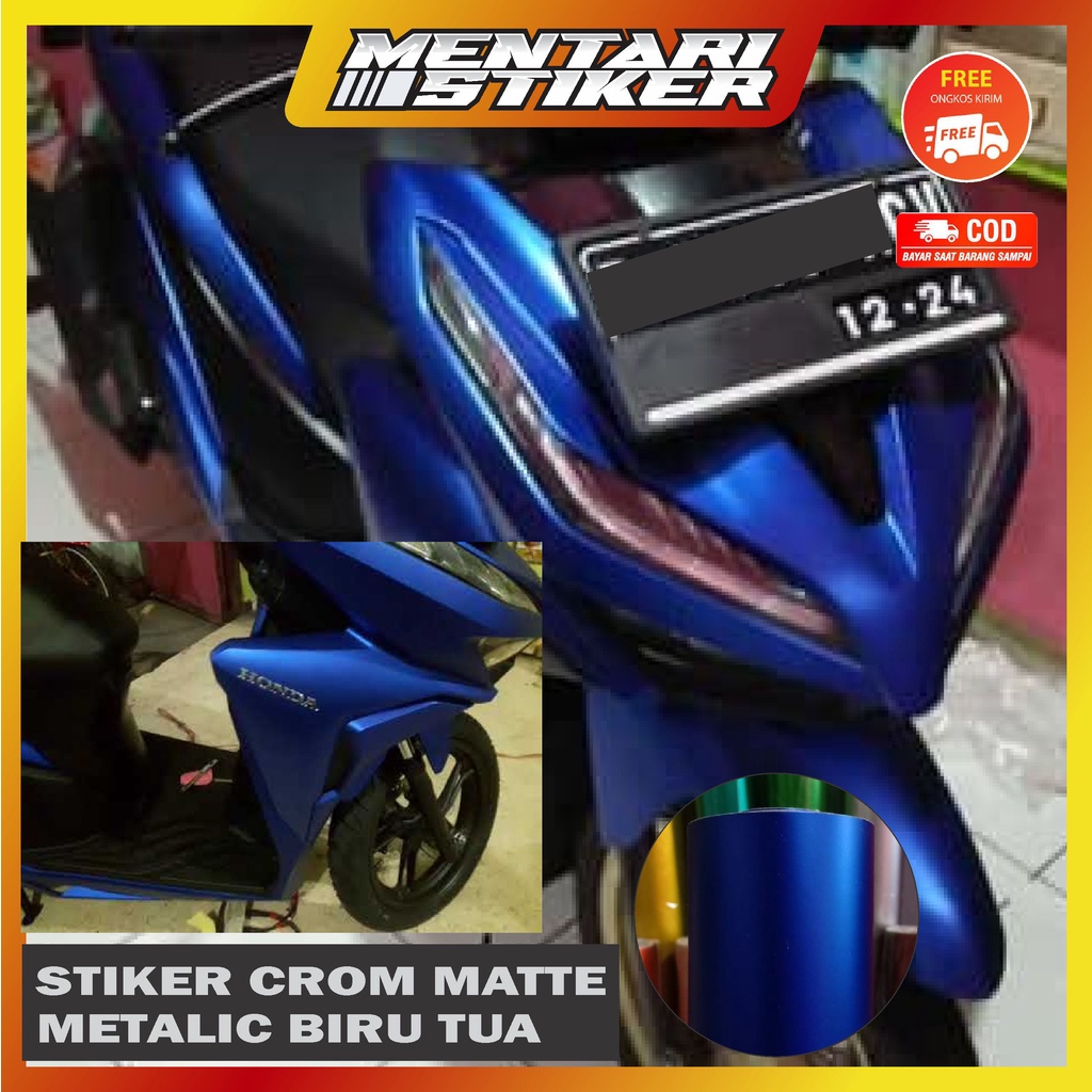 STICKER SKOTLET METALIK DOFF BIRU TUA KUALITAS PREMIUM