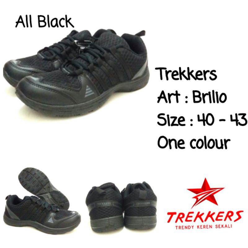 SEPATU SEKOLAH/FASHION COWOK TREKKERS BRILIO ALL BLACK SIZE 40-43