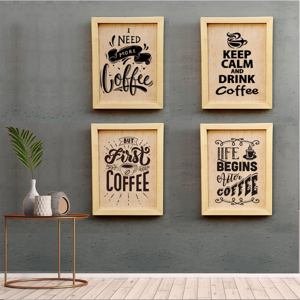 Jual wall decor bingkai kayu / hiasan dinding coffee cetak kayu