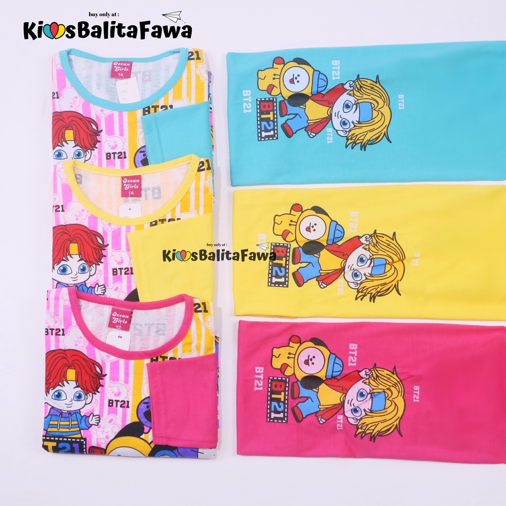 Piyama Anak Perempuan uk 5-10 Tahun / Baju Tidur Disney Import Kaos Karakter Lengan Celana Panjang