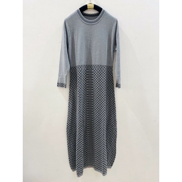 Am*li* knit mocca n grey maxi dres