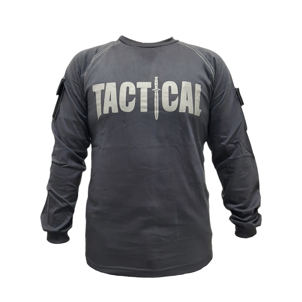 Kaos Panjang Tactical Abu Tua Katun Combed