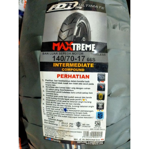 FDR MAXTREME EXTRAMAXX BAN 140 70 RING 17 TUBELESS