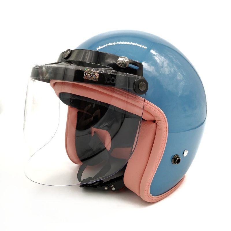 Helm Retro Wanita SADA ROSA PASTEL Blue Helm Bogo Cewe Helm Cewek Kekinian Helm Hijab Anti Bakteri Helm Cargloss-XL