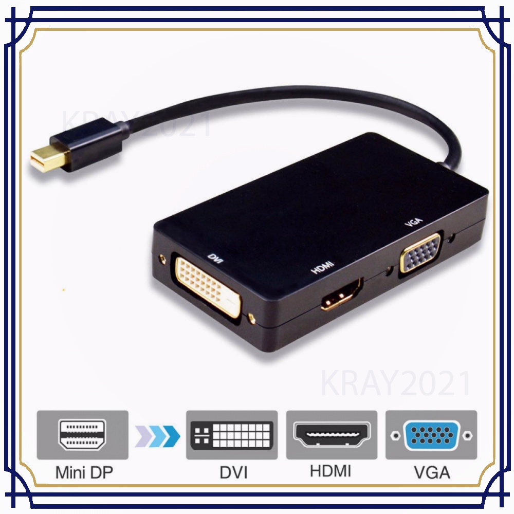 Konverter Mini DP ke HDMI/DVI/VGA (Thunderbolt Compatible) HD868