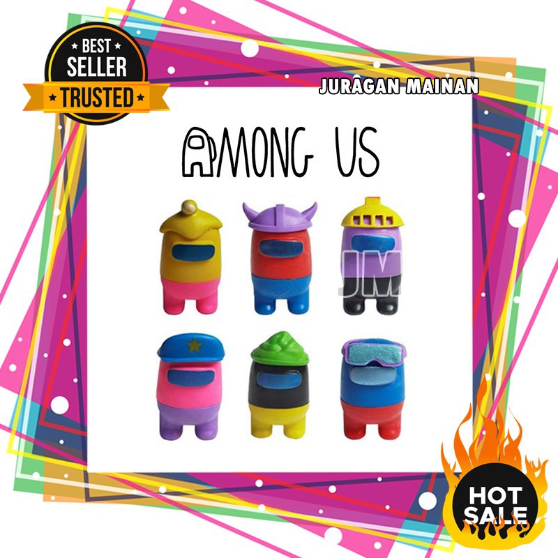 Mainan Among Us Family v1 Set 6 pcs Action Figure Pajangan Miniatur Cake Topper