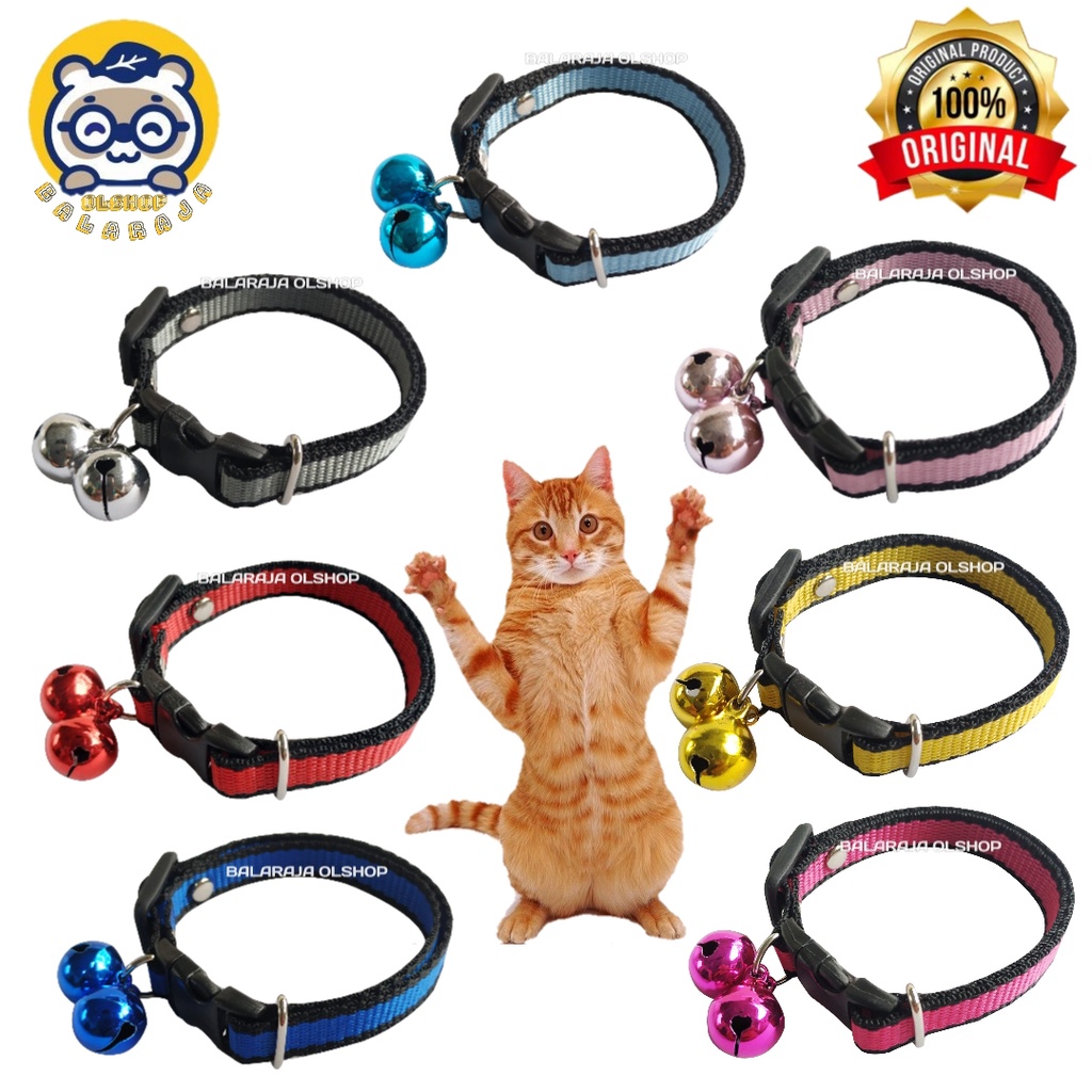 Kalung Kucing LONCENG 2 PCS Kalung Kelinci Musang Anjing Lonceng Motif Garis