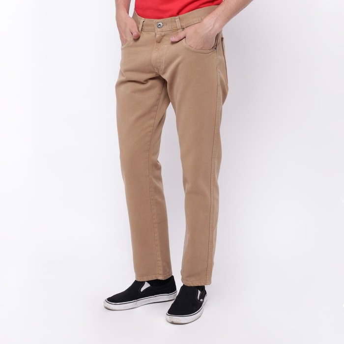 Edwin Celana Jeans Reguler Fit Pria Panjang Coklat Muda 506-72-Khaky - Cokelat Muda, 28 K5278