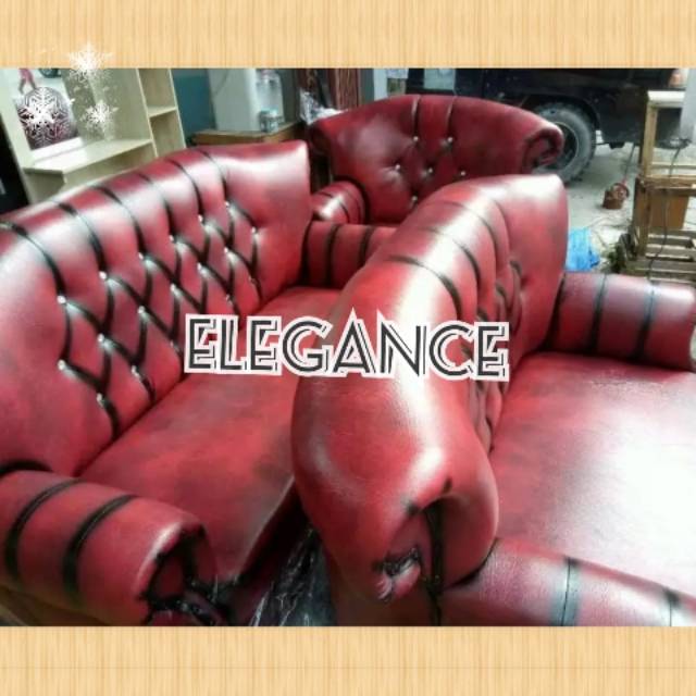 Sofa Jaguar Maroon 321 SET Meja Pekanbaru saja